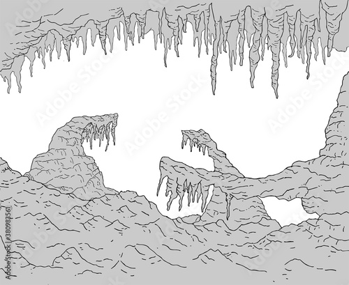 Creative design of rock cavern illustration