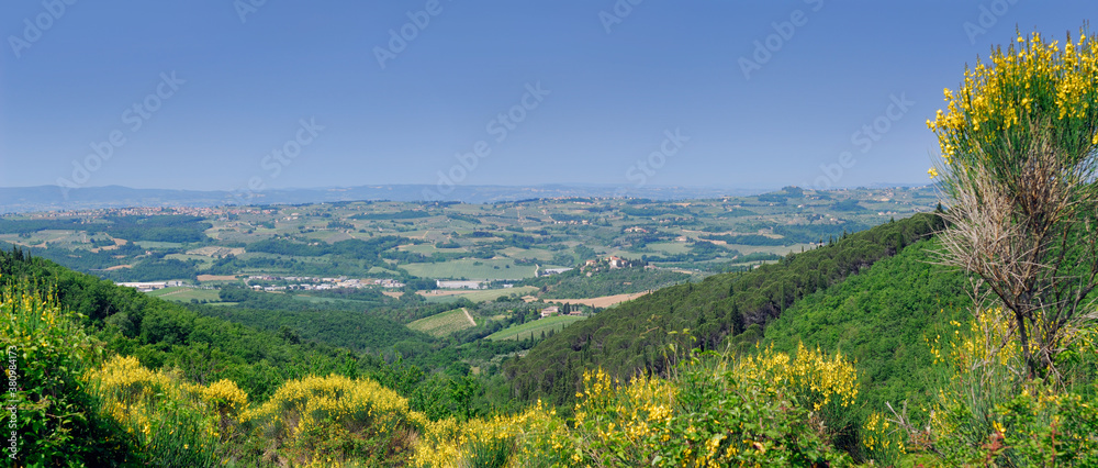 Panorama of the Chianti countryside in Val di Pesa Tuscany Italy
