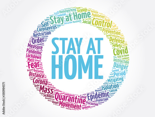 Stay at Home word cloud collage, concept background