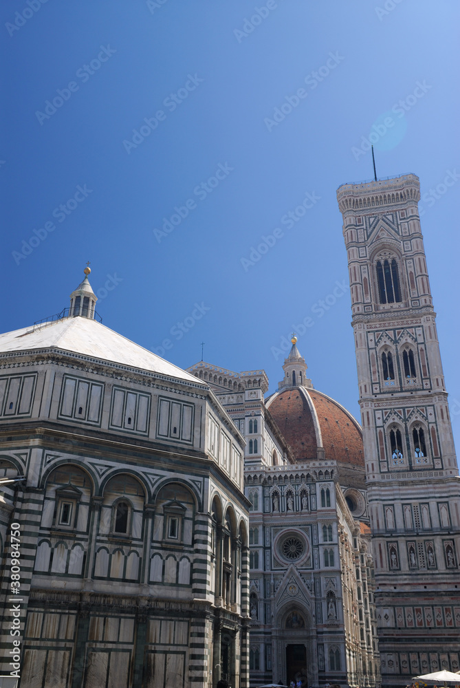 Battistero and Duomo in Florence with dome and Campanile bell tower