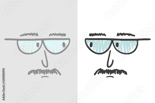 Design of face with glasses reflection