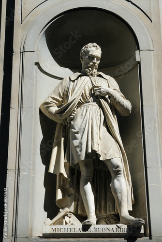 Statue of Michelangelo Buonarroti at the Uffizi Gallery photo