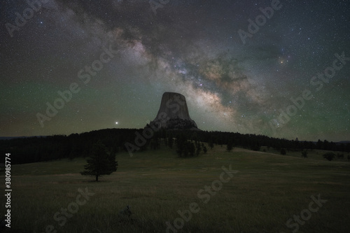 Milky Way Galaxy rising over Devils Tower in Wyoming