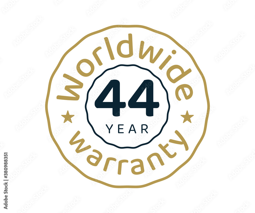 44 years worldwide warranty, 44 year logos