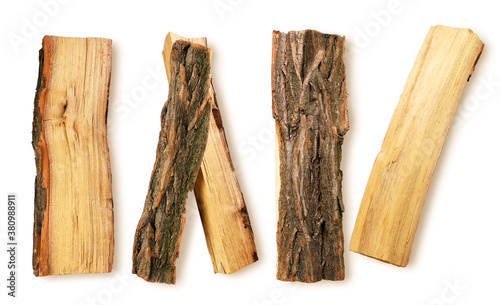 Foto Set of firewood on a white background, isolated