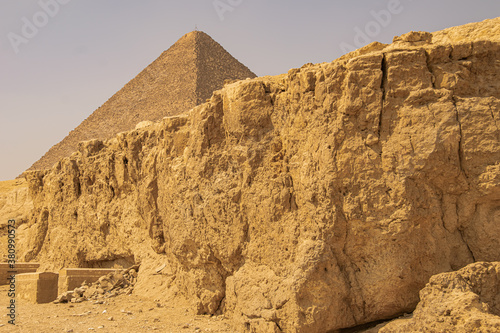 Panoramic view from Giza Desert  Architecture and historical place from Egypt  El Cairo 2018