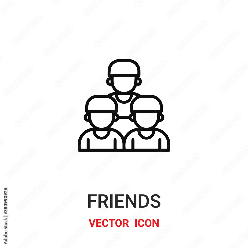 friends icon vector symbol. friends symbol icon vector for your design. Modern outline icon for your website and mobile app design.