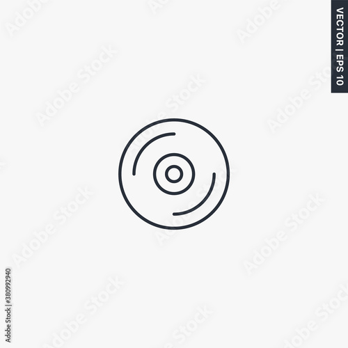 Disk, linear style sign for mobile concept and web design