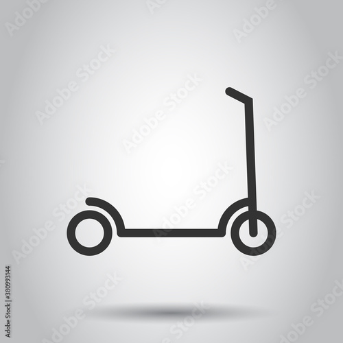 Electric scooter icon in flat style. Bike vector illustration on white isolated background. Transport business concept.