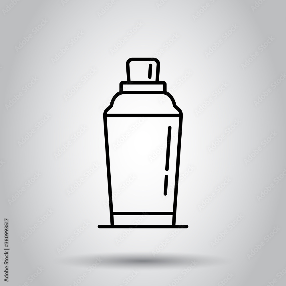 Shaker cocktail icon in flat style. Alcohol bottle vector illustration on white isolated background. Bar drink business concept.