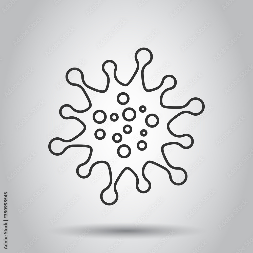 Obraz premium Disease bacteria icon in flat style. Allergy vector illustration on white isolated background. Microbe virus business concept.