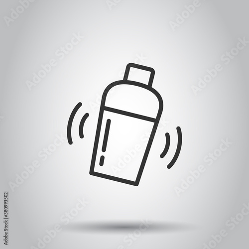 Shaker cocktail icon in flat style. Alcohol bottle vector illustration on white isolated background. Bar drink business concept.