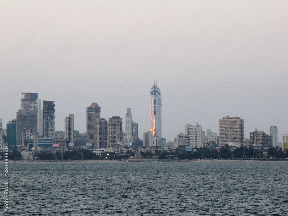 Marine Drive skyline at evening , Mumbai, India