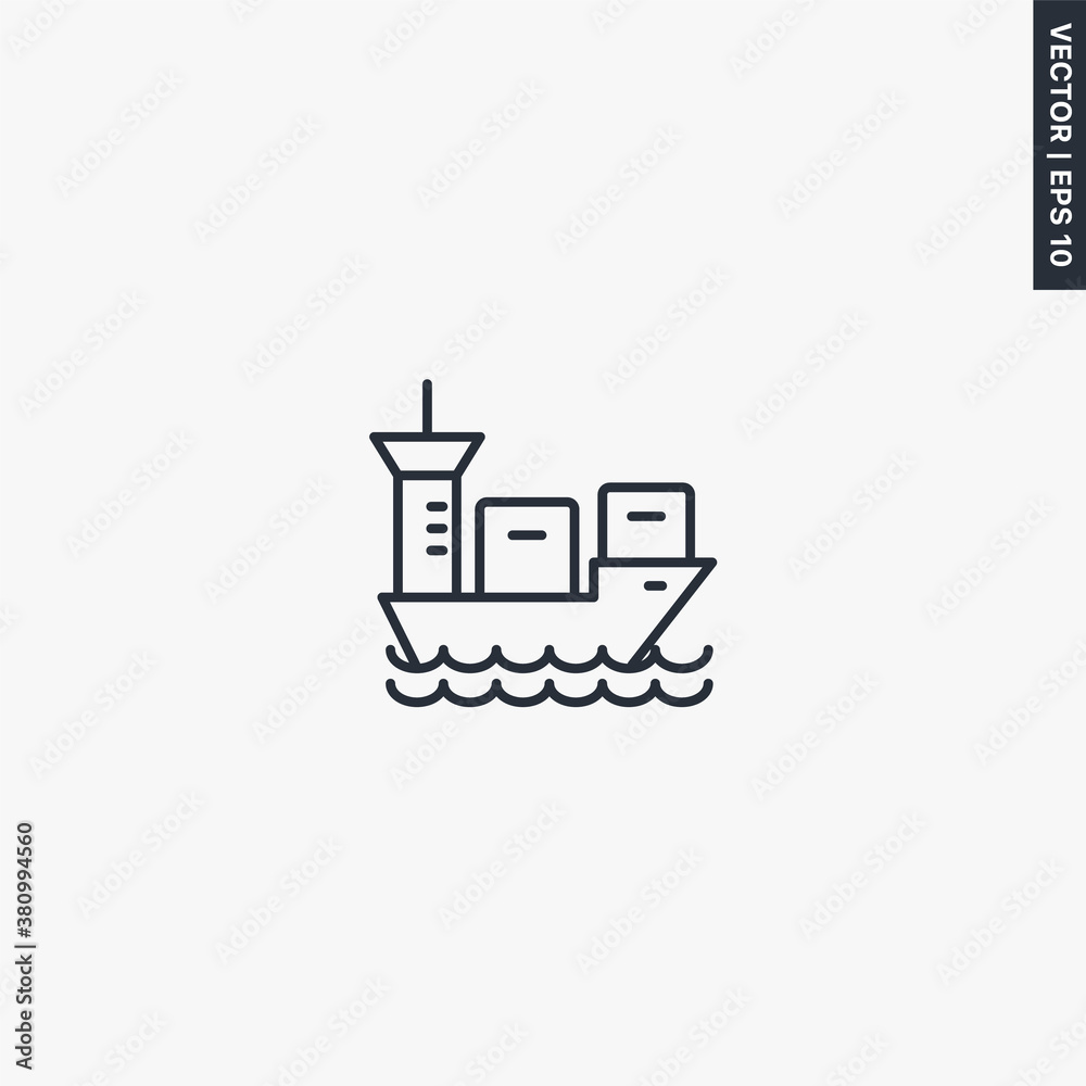 Cargo ship, linear style sign for mobile concept and web design Cargo ship, linear style sign for mobile concept and web design