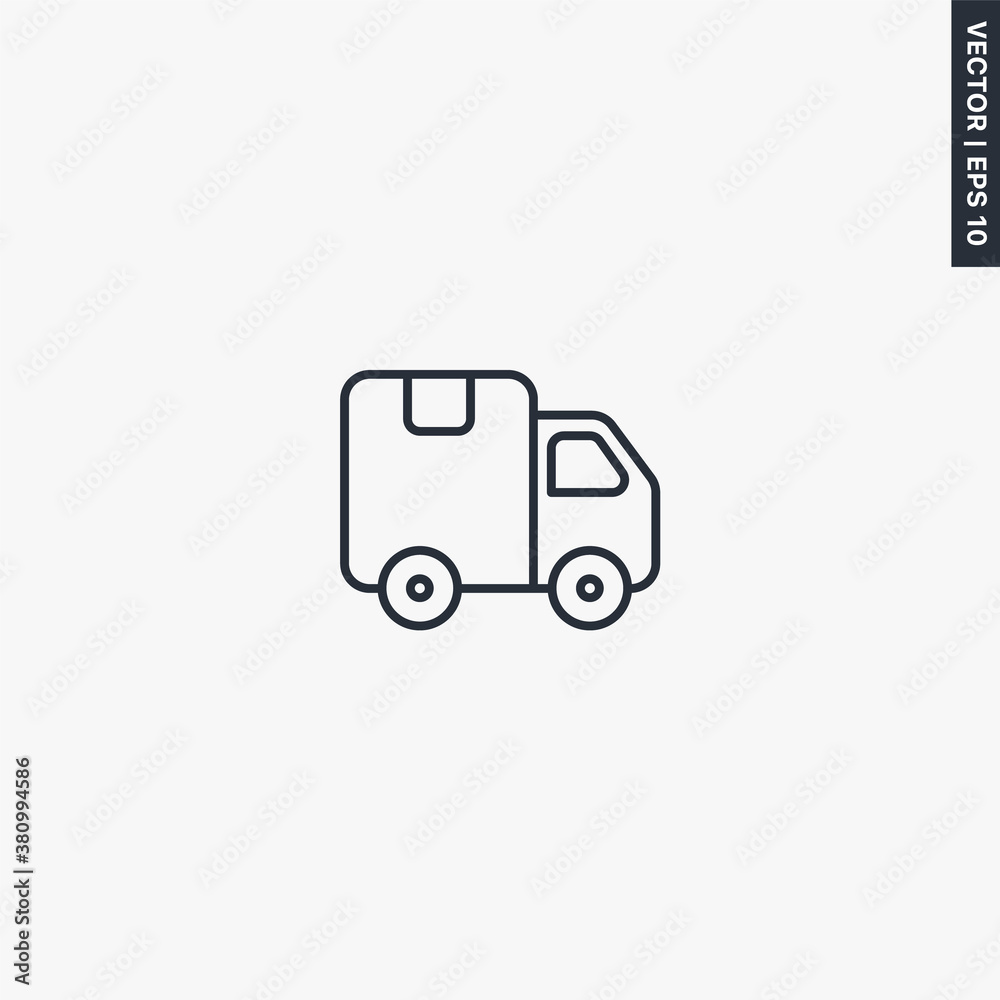 Delivery, truck, linear style sign for mobile concept and web design