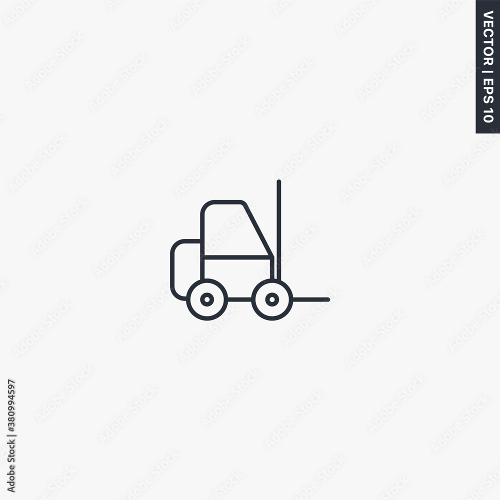 Forklift, linear style sign for mobile concept and web design