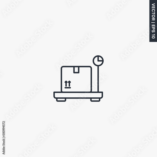 Cargo weight scale, linear style sign for mobile concept and web design