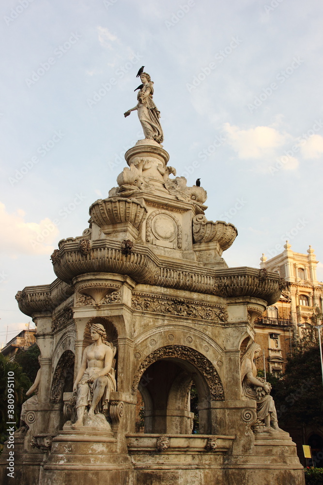 Flora Fountain, Hutatma Chowk,  ornamentally sculpted architectural heritage monument, Mumbai, India
