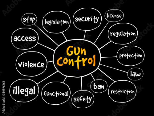 Gun control mind map, concept for presentations and reports