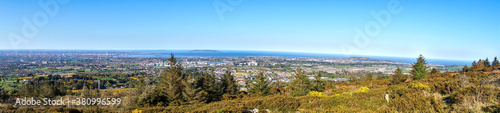 Panorama of South Dublin. Aerial panoramic view of South Dublin taken form Ticknock Forest during the COVID-19 outbreak, April 2020, Dublin, Ireland © Romio Shots