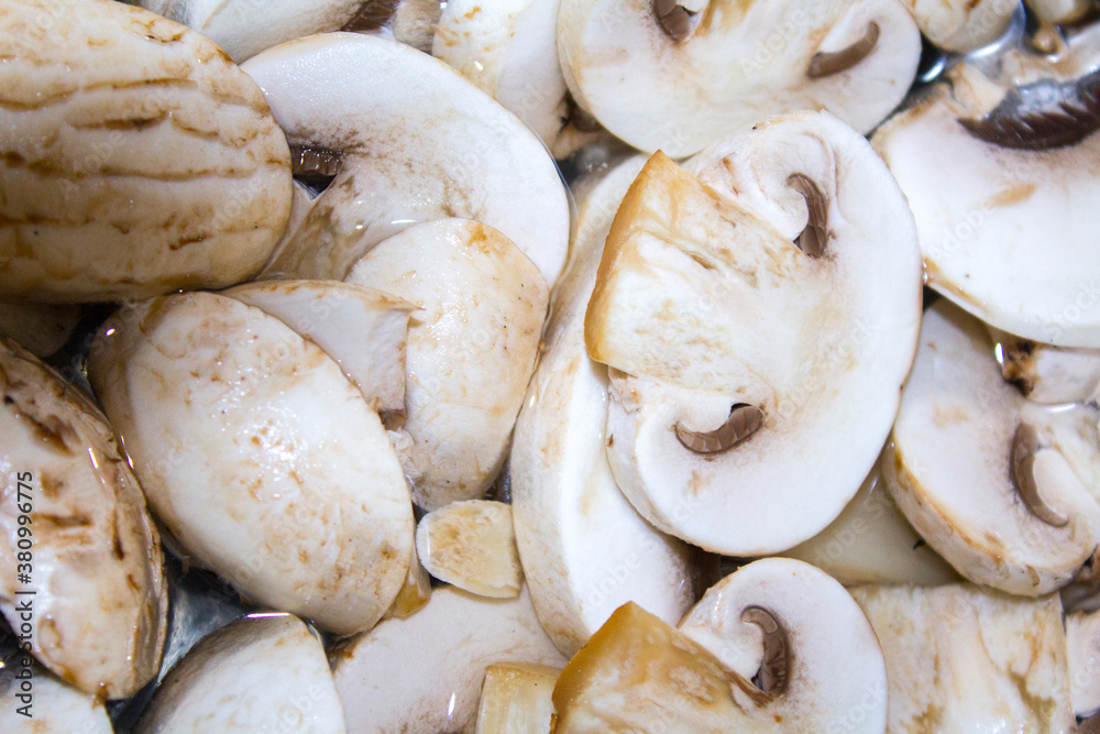 champignon mushrooms sliced food background champignon mushrooms sliced food background