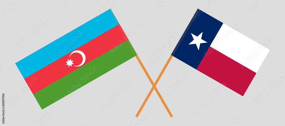 Crossed flags of the State of Texas and Azerbaijan Crossed flags of the State of Texas and Azerbaijan