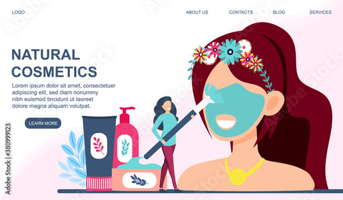Using organic cosmetics concept. Flat abstract colorful vector illustration. Web page template