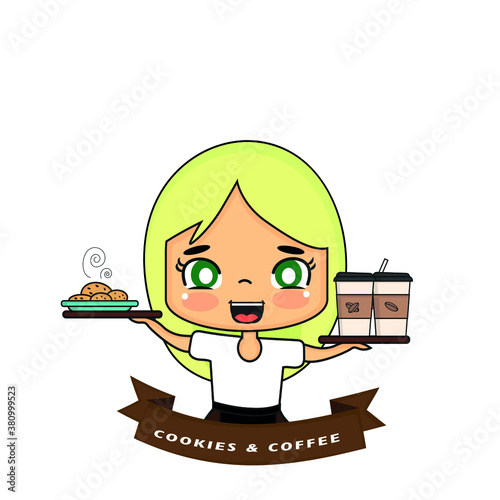 child with a book coffe cookie