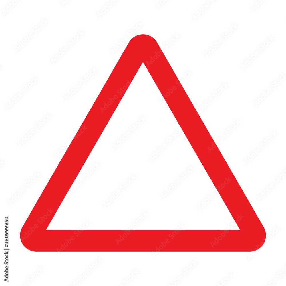 Blank European warning road sign. Vector illustration of red triangle traffic sign with empty space inside. Caution for driver. Copy space for your design. Blank European warning road sign. Vector illustration of red triangle traffic sign with empty space inside. Caution for driver. Copy space for your design.