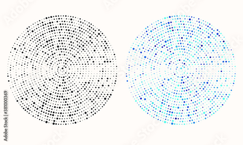 Abstract vector circle form halftone dots as icon, logo or design element for medical, treatment, cosmetic.