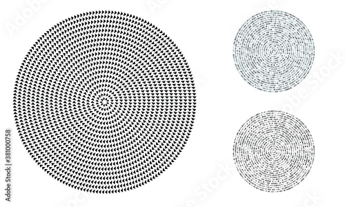 Abstract vector circle form halftone triangles as icon, logo or design element for medical, treatment, cosmetic.
