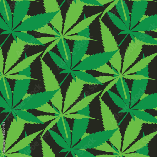 An abstract cannabis leaf seamless pattern background image.