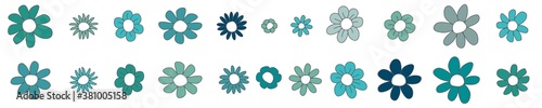Flower power with mint green see of blossom  hand drawing  vetor  illustration  isolated