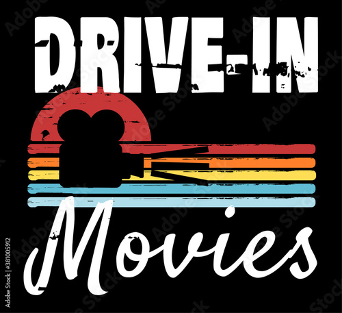 Grunge retro drive-in movies design