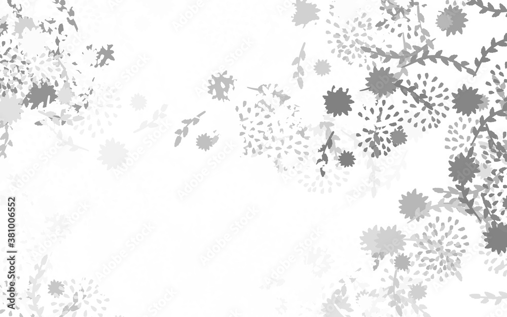 Light Gray vector doodle background with flowers, roses.