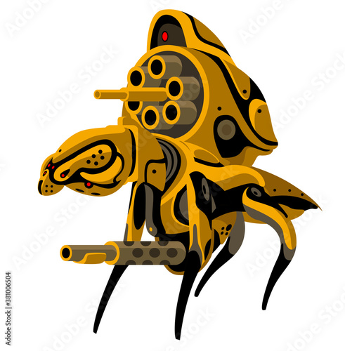armed dog dron with cannon gun