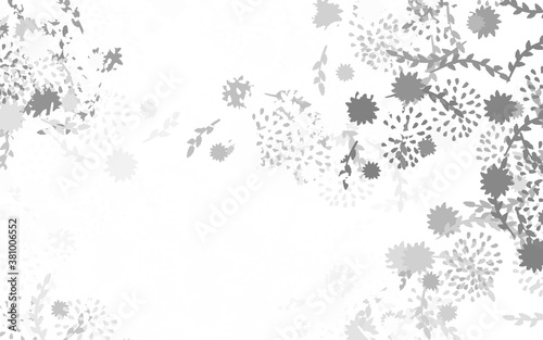 Light Gray vector doodle background with flowers, roses.