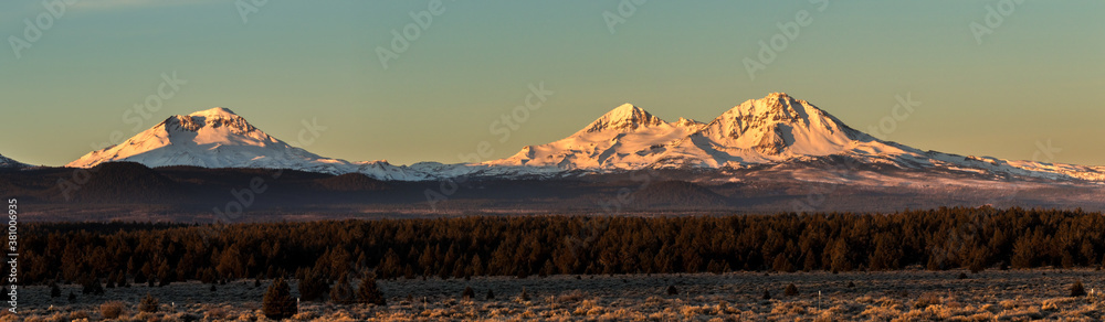 Early morning shot of the three Sisters mountains in central Oregon near Bend.