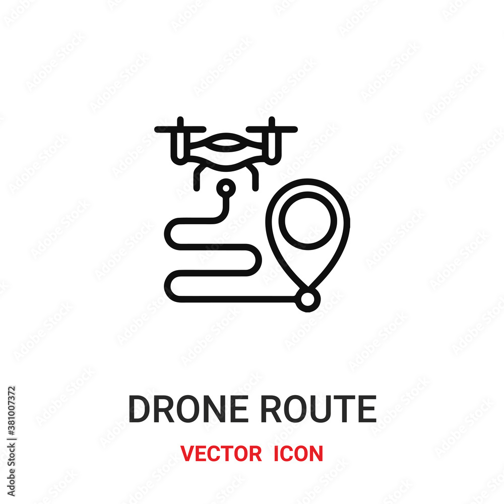Drone route vector icon. Modern, simple flat vector illustration for website or mobile app.Drone symbol, logo illustration. Pixel perfect vector graphics	