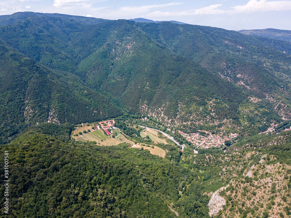 Amazing Aerial view of village of Bachkovo, Bulgaria
