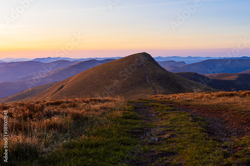 Evening landscape of the Carpathian mountains