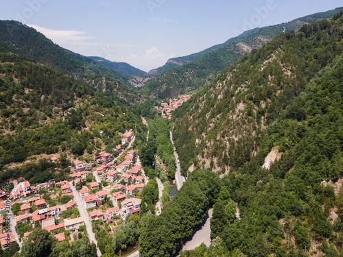 Amazing Aerial view of village of Bachkovo, Bulgaria photo