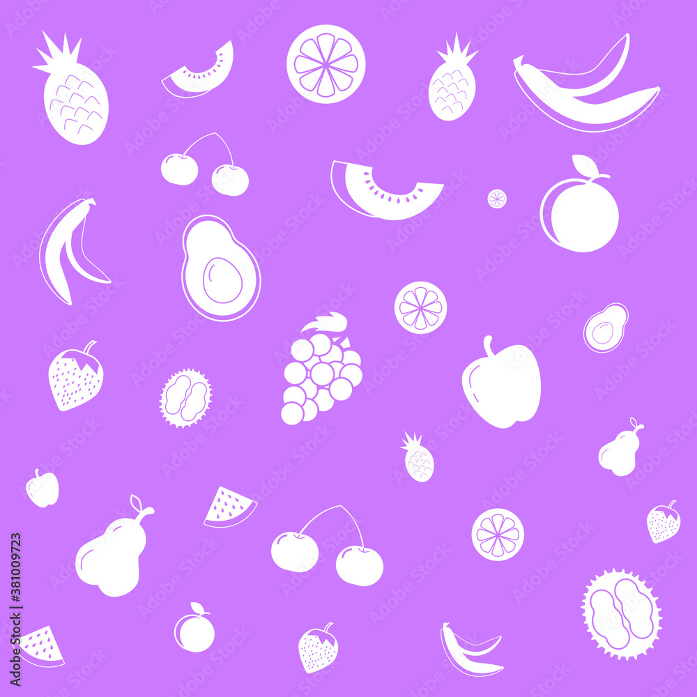 Pink vector background consisting of filled juicy fruits.