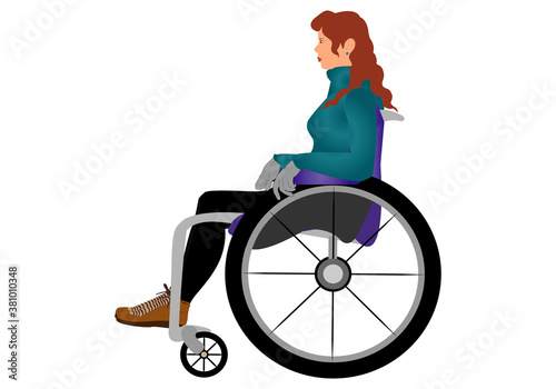 Chica pelirroja en silla de ruedas