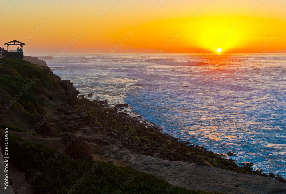 People Watching Sunset on Rocky Beach at La Jolla Cove,La Jolla, California,USA People Watching Sunset on Rocky Beach at La Jolla Cove,La Jolla, California,USA