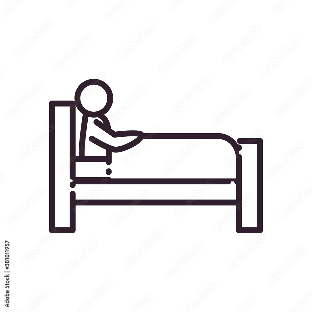 sleeping man on bed line style icon vector design sleeping man on bed line style icon vector design