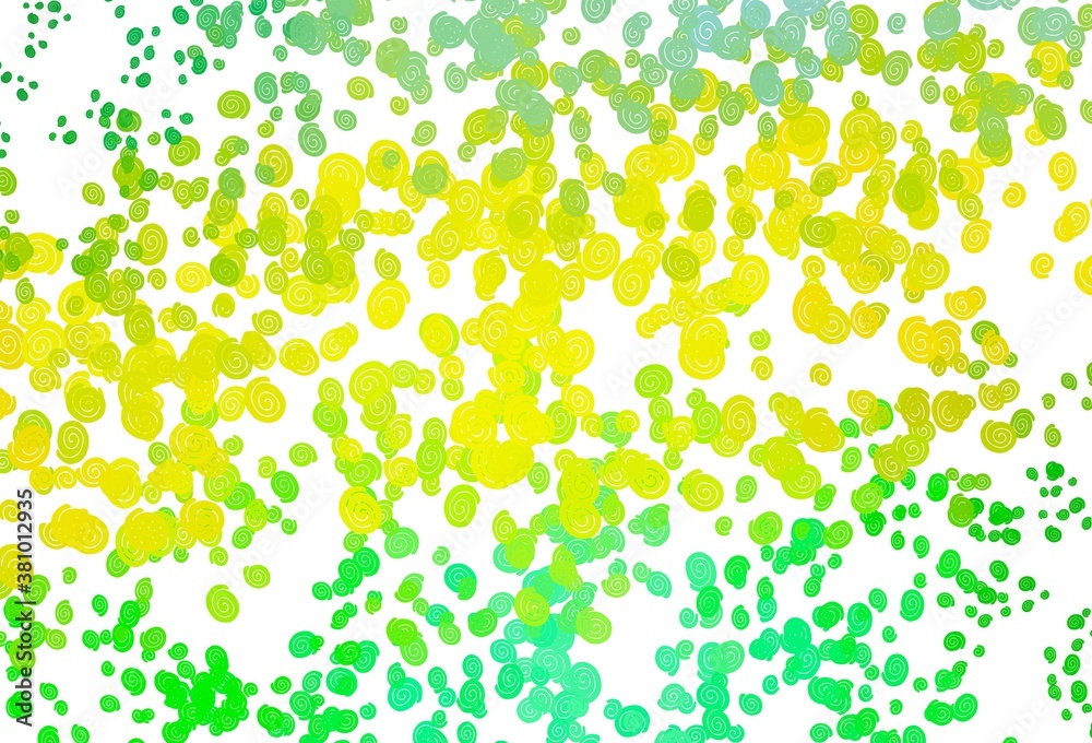 Light Green, Yellow vector pattern with lava shapes. Light Green, Yellow vector pattern with lava shapes.