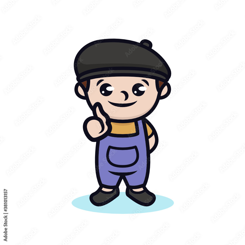 Cute painter kids mascot logo design Cute painter kids mascot logo design