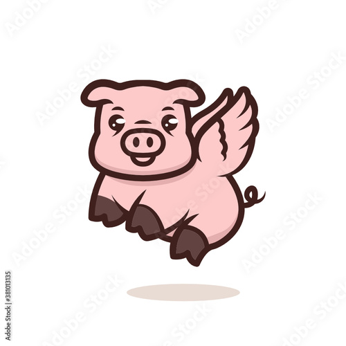 Cute Baby Pig animal mascot design illustration