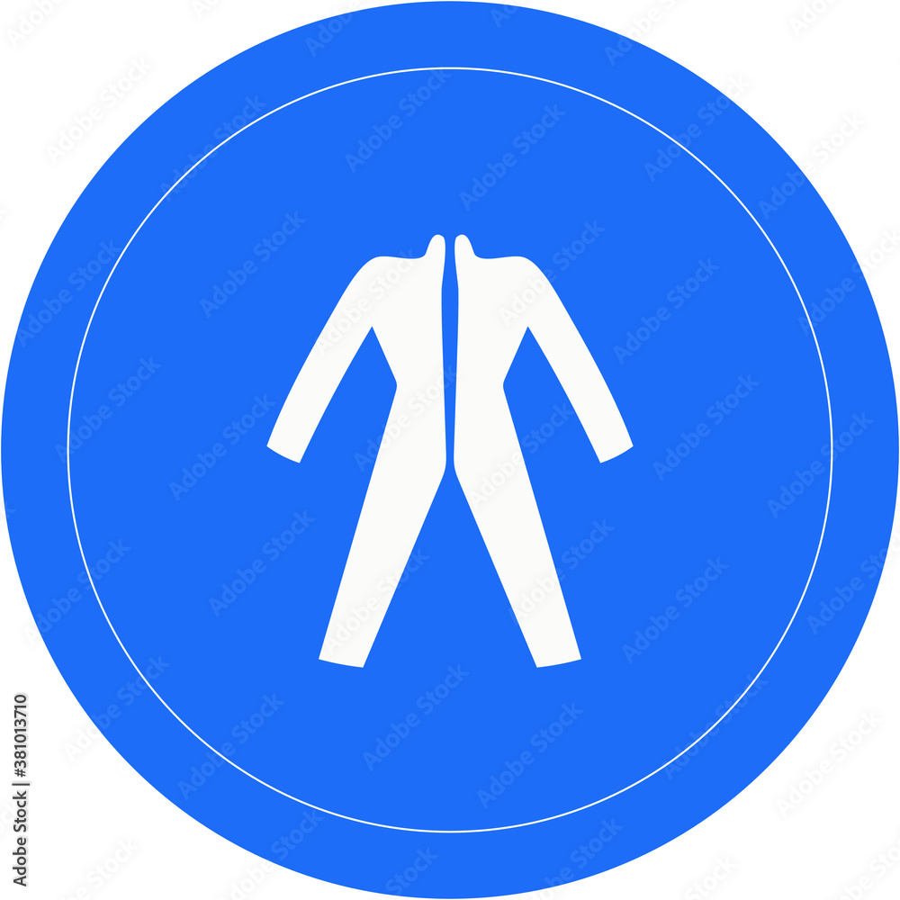 work apron warning sign on a white background. lab apron warning sign